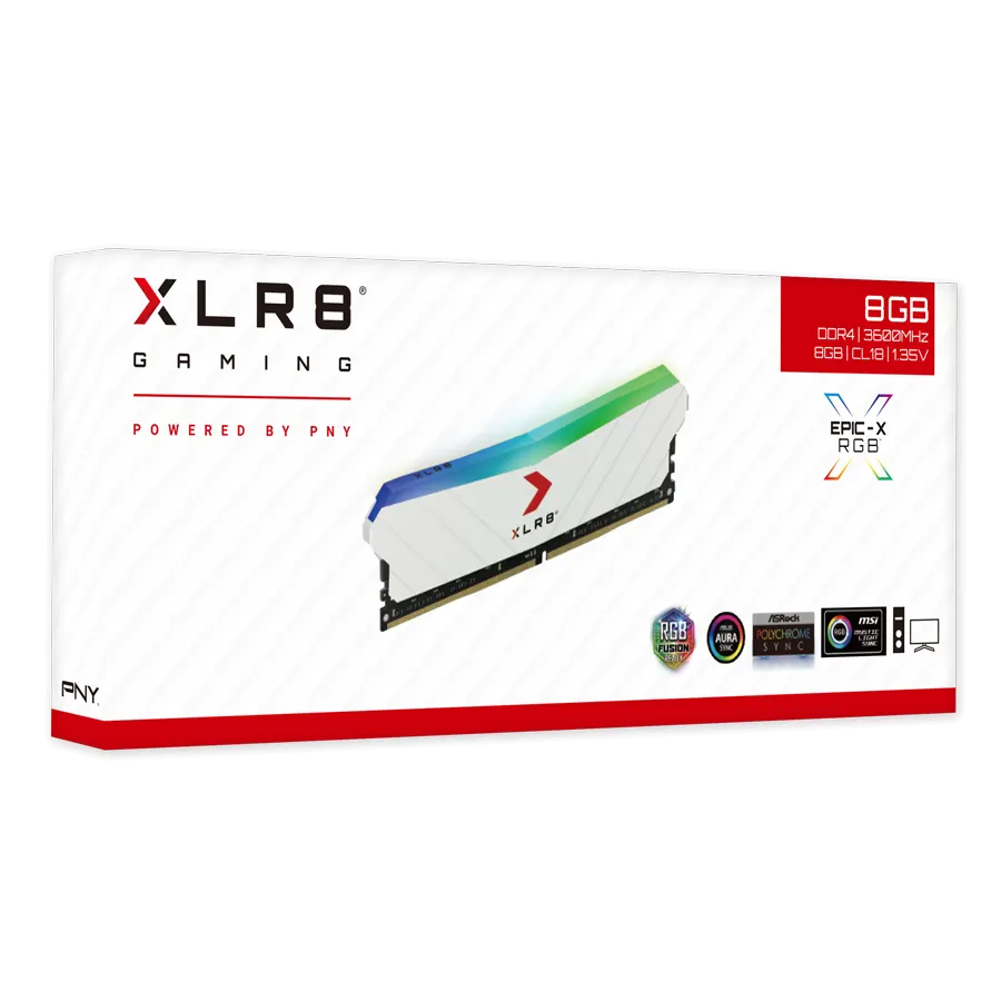 Memoria RAM PNY XLR8 RGB DDR4 8GB 3600MHz CL18 Blanca